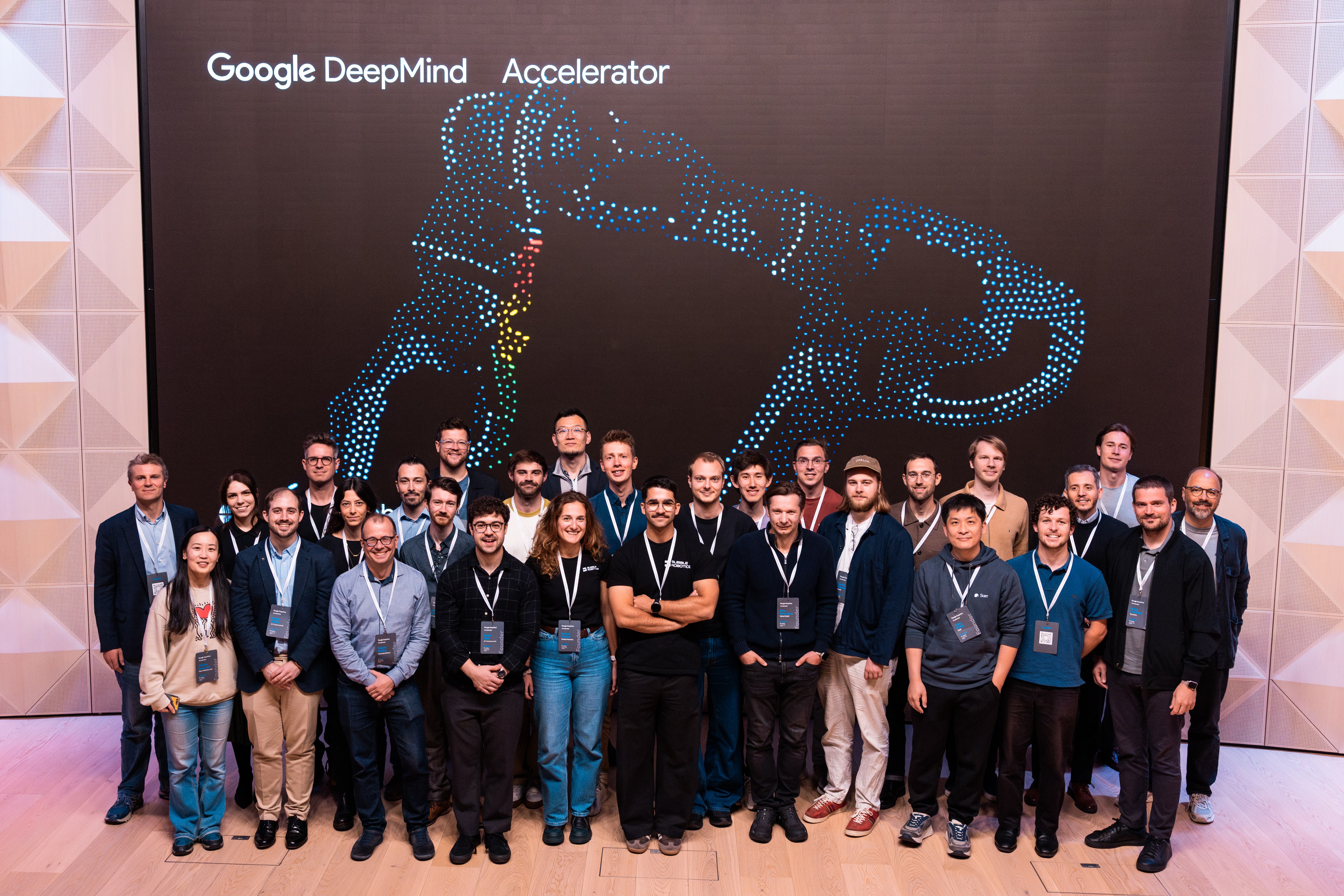 Google DeepMind Robotics Accelerator cohort group photo, London 2026